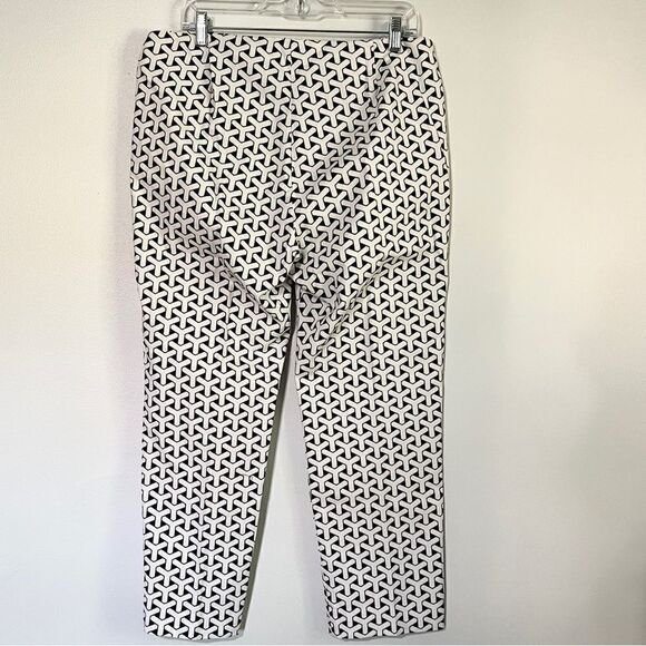 J. McLaughlin Geometric Double Zip
Up Pant Black White 14 Crop Ankle High Rise - Picture 5 of 10